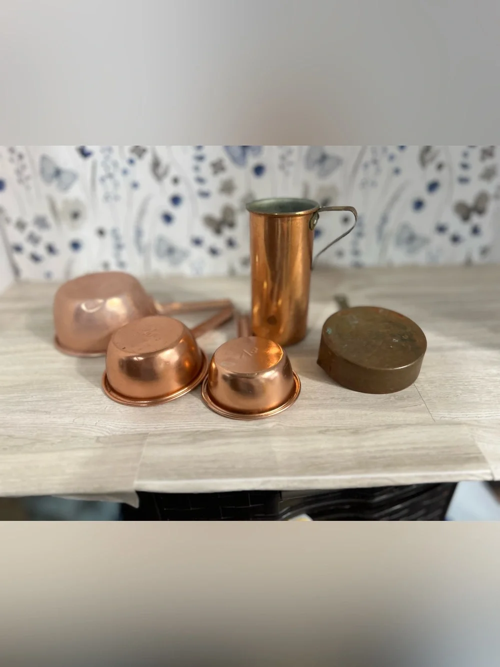 Vintage Color Craft Copper Anodized Measuring Cups Solid Copper Pouring Jug Set